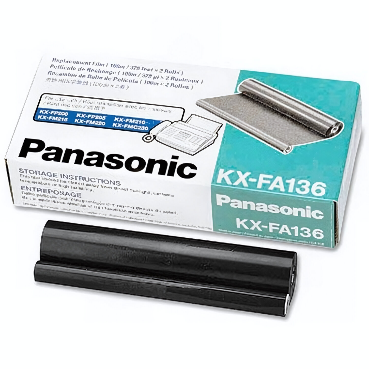 KX-FA136A/KX-FA136A7 Пленка для факса Panasonic F-1010/1110/FP105/FM131, комплект из 2 штук по 100 метров