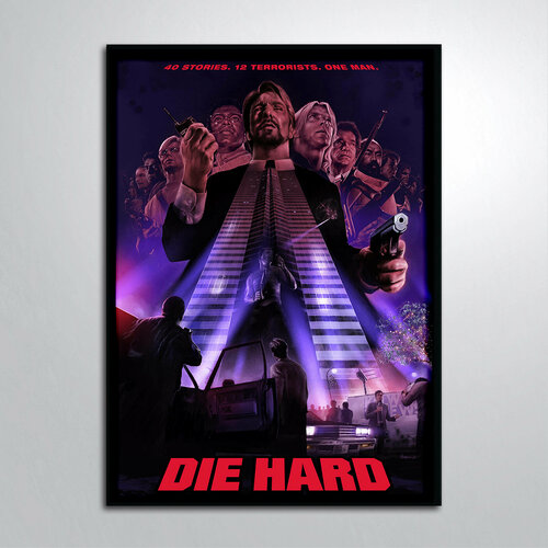 Постер в раме/Крепкий орешек Брюс Уиллис Алан Рикман Арт Команда Die Hard