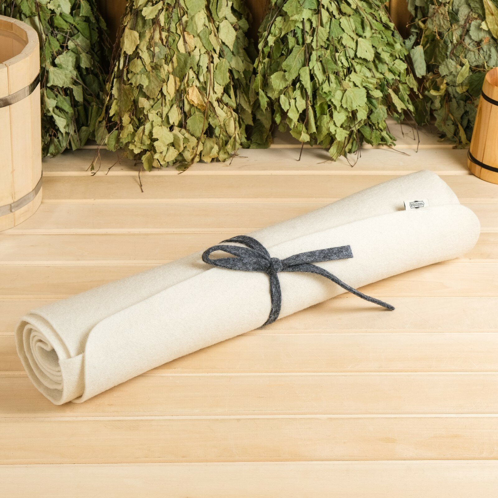 Лежак банный войлок 200х60 см без вышивки белый 9113278