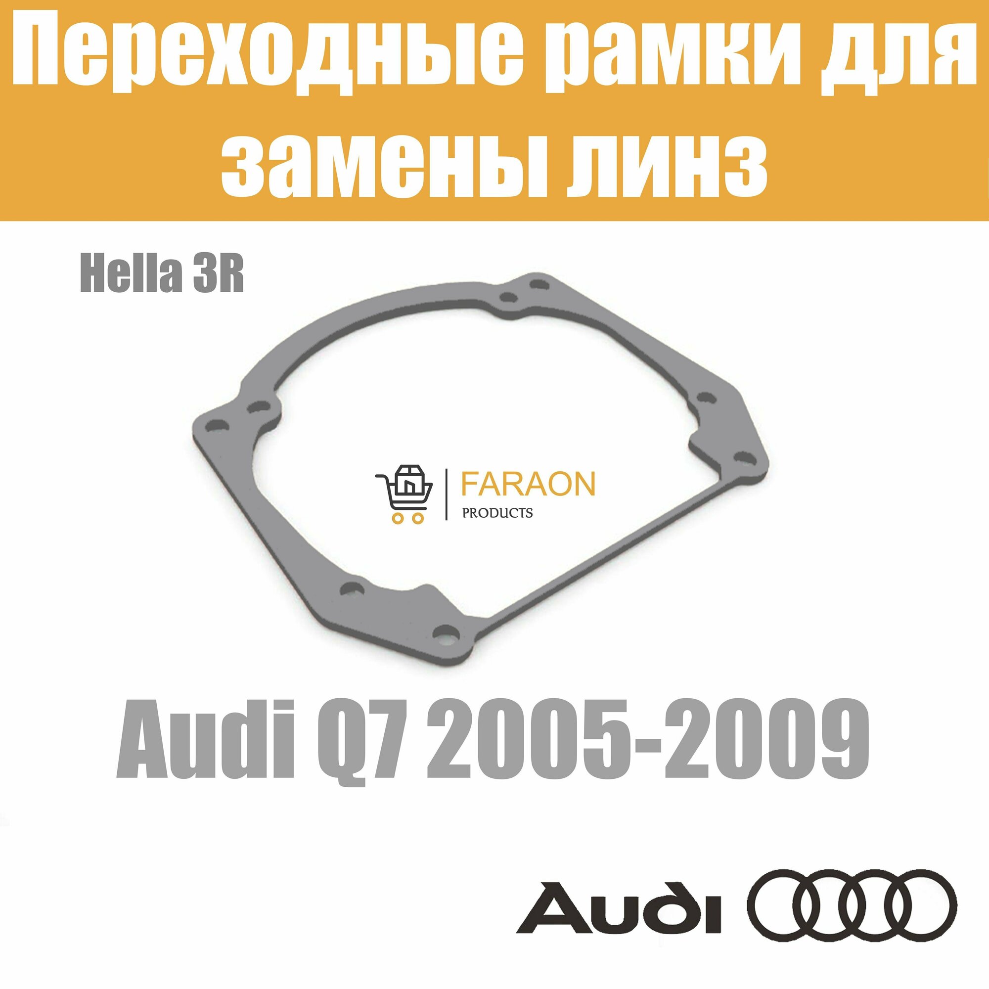 Переходные рамки для замены линз в фарах Audi Q7 2005-2009 Крепление Hella 3R