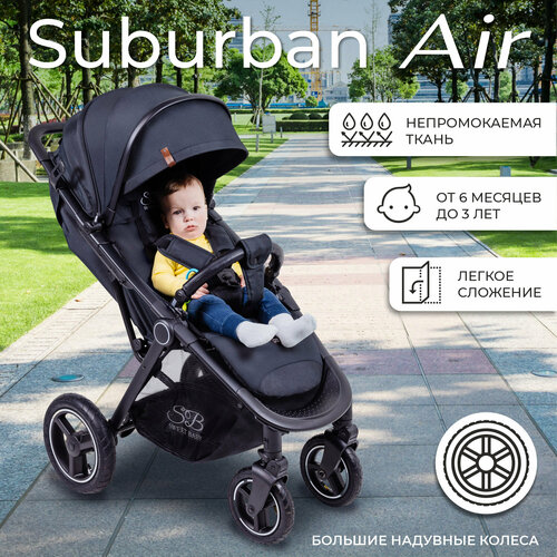 Прогулочная коляска SWEET BABY Suburban Compatto Air, чёрный, цвет шасси: черный прогулочные коляски sweet baby compatto