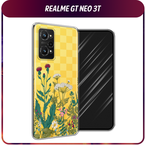Силиконовый чехол на Realme GT Neo 3T/GT Neo 2 / Реалми GT Neo 3T Дикие полевые цветы, прозрачный