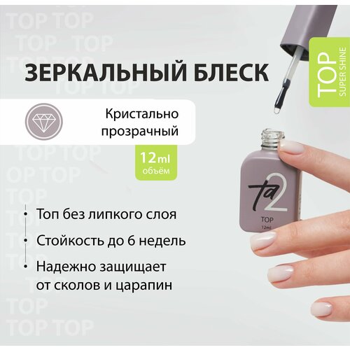 Топ для ногтей глянцевый без липкого слоя прозрачный c уф-фильтром 12 мл Super Shine Ta2 535₽