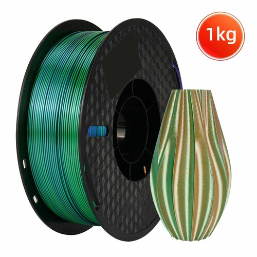 1kg Разноцветная Silk-PLA пластика синий-зеленый-оранжевый175 мм 1кг KINGROON 2100₽