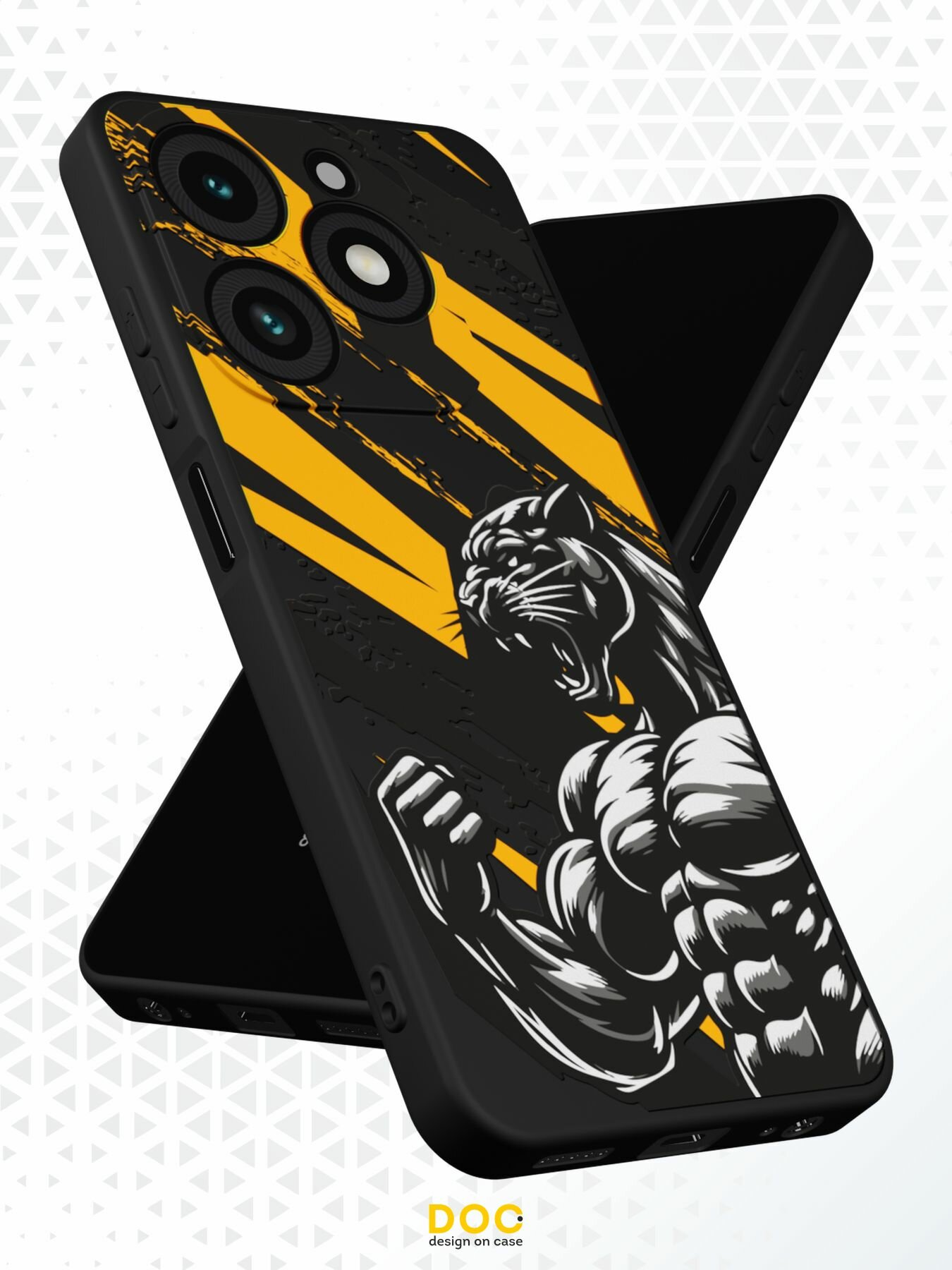 Силиконовый чехол DesignOnCase на Tecno Spark 20 /20C/Go 2024/Infinix HOT 40i, защита камеры, черный, с принтом Пантера — фото 1
