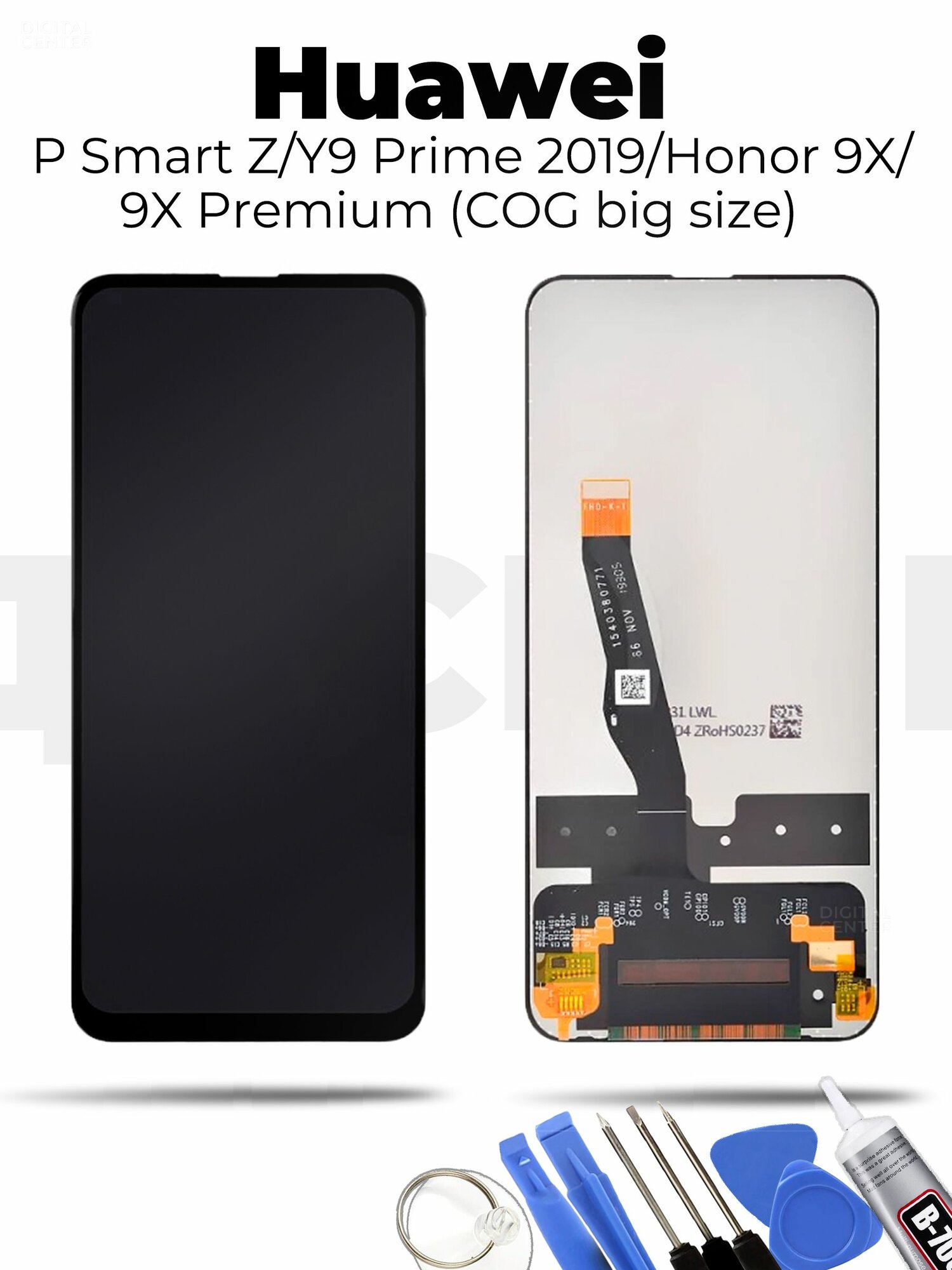 Дисплей для Huawei P Smart Z/Y9s/Y9 Prime 2019/Honor 9X (STK-LX1/STK-L21) в сборе с тачскрином Черный - Стандарт (COG)