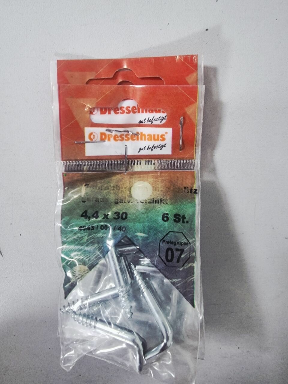 Шуруп крюк костыль крепежный 44*30 (6 шт-1уп*6 упк ) Dresselhaus Германия