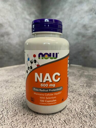 Изображение товара N-ацетилцистеин (NAC) NOW Foods 600 мг, антиоксидант, поддержка иммунитета и здоровья легких, 100 вегетарианских капсул