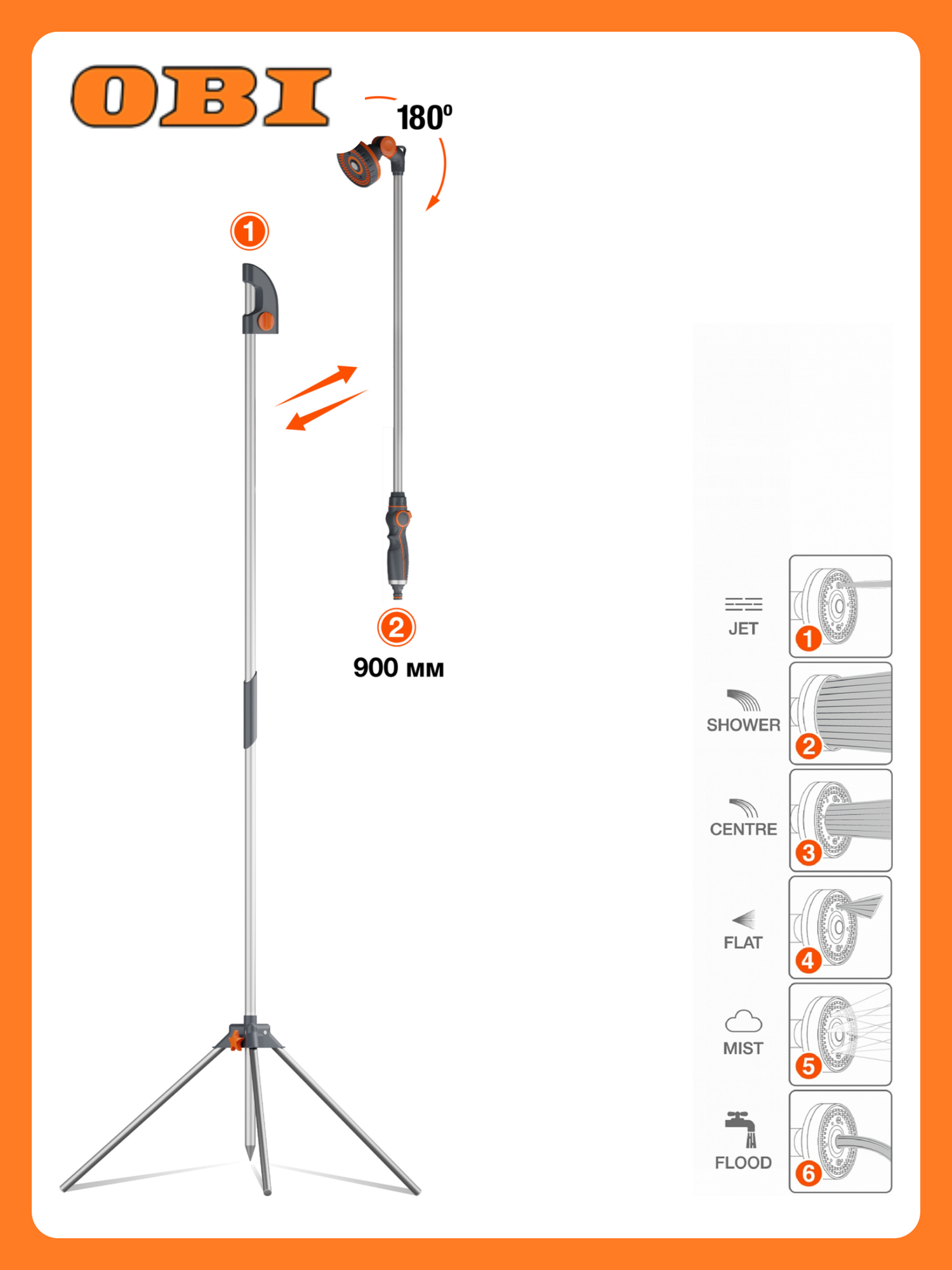 Душ садовый Daewoo DGS 3000 переносной 6 режимов регулировка высоты