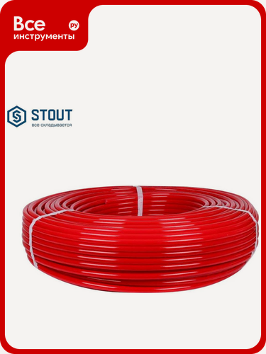 Изображение товара Труба из сшитого полиэтилена с кислородным слоем STOUT PEX-a 16х2,0 бухта 500 м красная SPX-0002-501620, красный