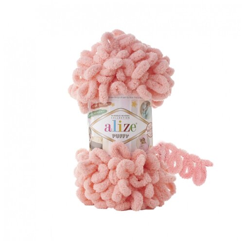 Puffy пряжа alize puffy color 6 шт белый розовый серый 5864 9 м 100 г большие петли 4 см ализе пуффи колор