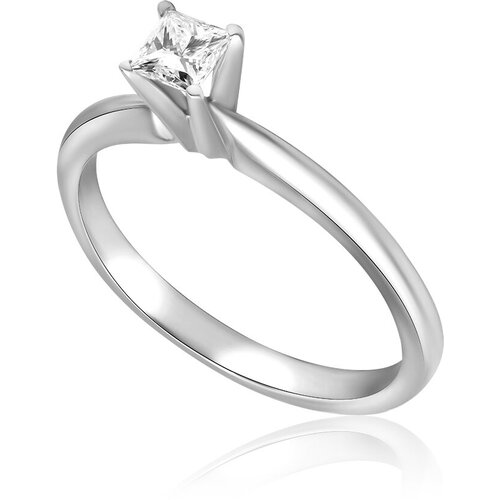 Кольцо помолвочное 1RBC, белое золото, 585 проба, бриллиант, размер 16.25