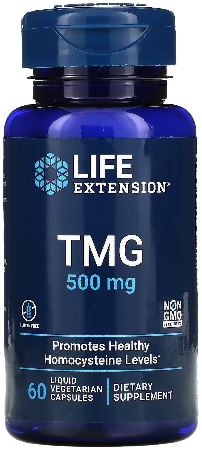 Life Extension TMG 500 мг (Триметилглицин) 60 жидких вегетарианских капсул (Life Extension)