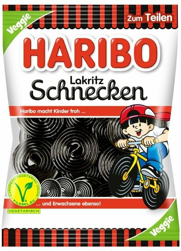 Жевательный мармелад Haribo Lakritz Schnecken лакрица (Германия), 175 г - фотография № 1