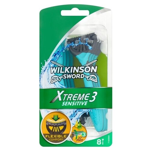 Одноразовый бритвенный станок Wilkinson Sword Xtreme 3 Sensitive, 8 шт. бритвенный станок wilkinson sword extra3 sensitive одноразовый 3 лезвия