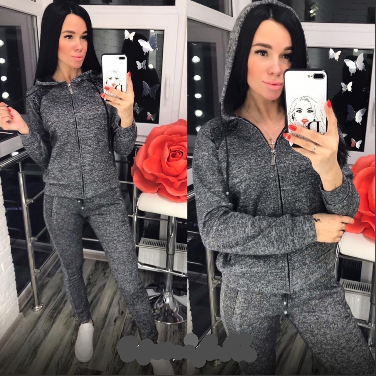 Фото спортивных костюмов женских шорты и кофта с капюшоном — купить по ...