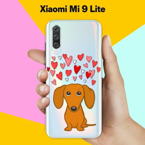 силиконовый чехол на xiaomi mi 9 lite коты для сяоми ми 9 лайт Силиконовый чехол на Xiaomi Mi 9 Lite Такса и сердца / для Сяоми Ми 9 Лайт