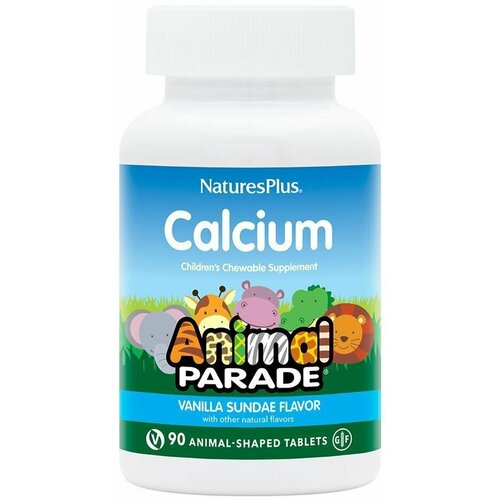 NaturesPlus, Кальций для детей, Animal Parade Calcium, ванильный вкус, 90 животных