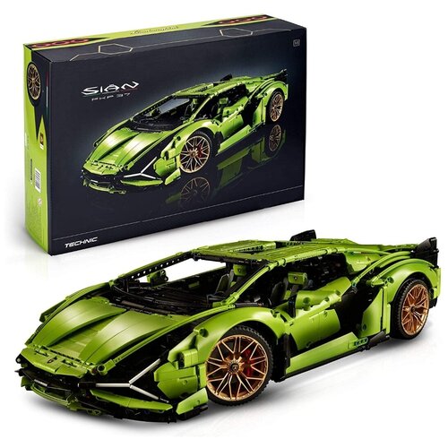 машинка bburago lamborghini sian fkp 37 die cast 1 24 открывающиеся двери цвет зелёный Конструктор Техник Lamborghini Sian 3696 деталей 53245