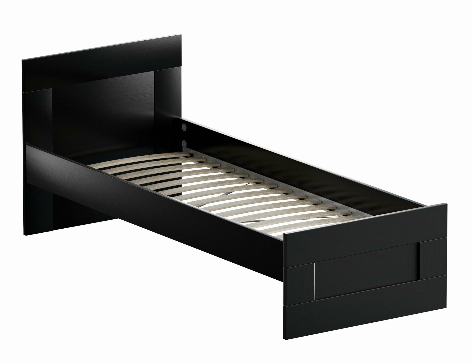 Кровать ГУД ЛАКК Сириус, односпальная, 80х200 см, черная, дуб венге