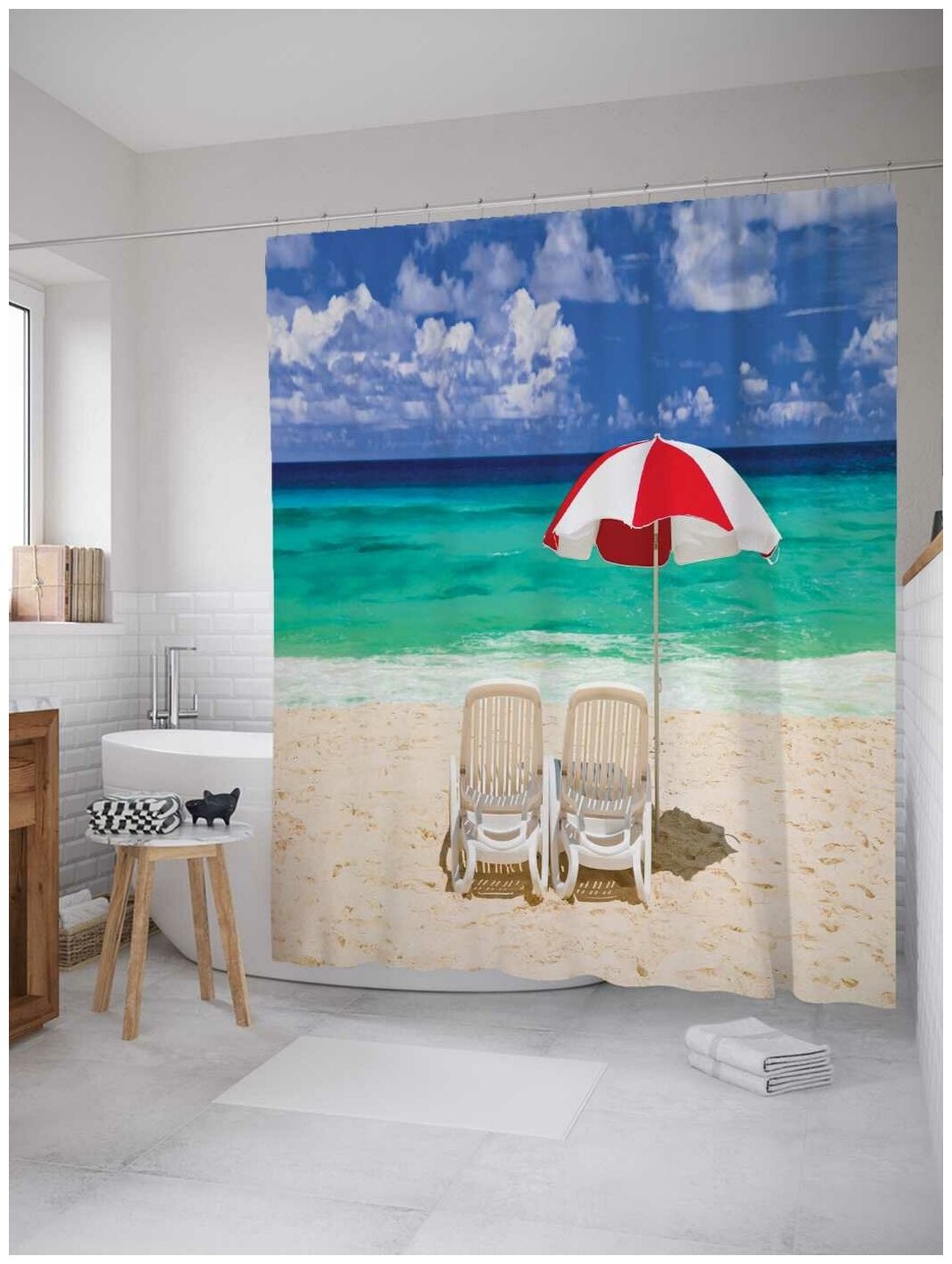 Штора для ванной JoyArty Под пляжным зонтом 180х200 (sc-9376)