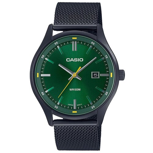 фото Наручные часы casio casio mtp-e710mb-3a, черный, зеленый