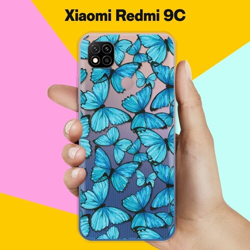 жидкий чехол с блестками олень в лесу на xiaomi redmi 9c сяоми редми 9c Силиконовый чехол Бабочки на Xiaomi Redmi 9C