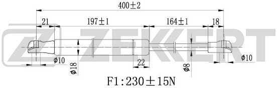 Амортизатор капота Land Rover Discovery III, IV 04-, Range Rover Sport 05- Zekkert