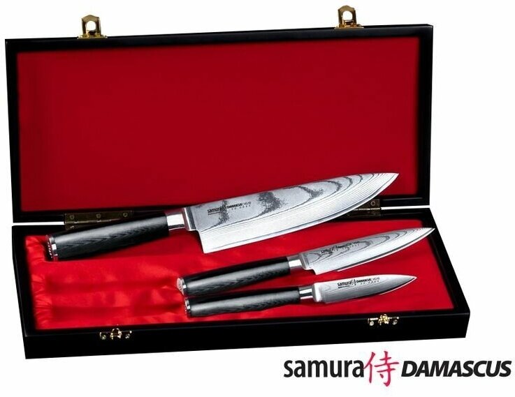 Набор из 3 ножей кухонных Samura DAMASCUS в подарочной коробке (SD-0220)
