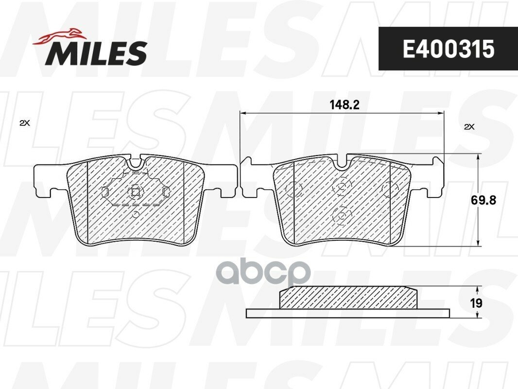 Колодки Тормозные Bmw 1 (F20, F21) 11-, 3 (F30) 11-, X3 (F25) 10-, X4 (F26) 13- Передние Miles Low-M Miles арт. E400315