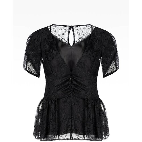 фото Топ elisabetta franchi, натуральный шелк, размер 42, черный