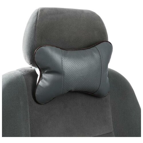 Подушка автомобильная косточка на подголовник экокожа 1825 см серый 678₽