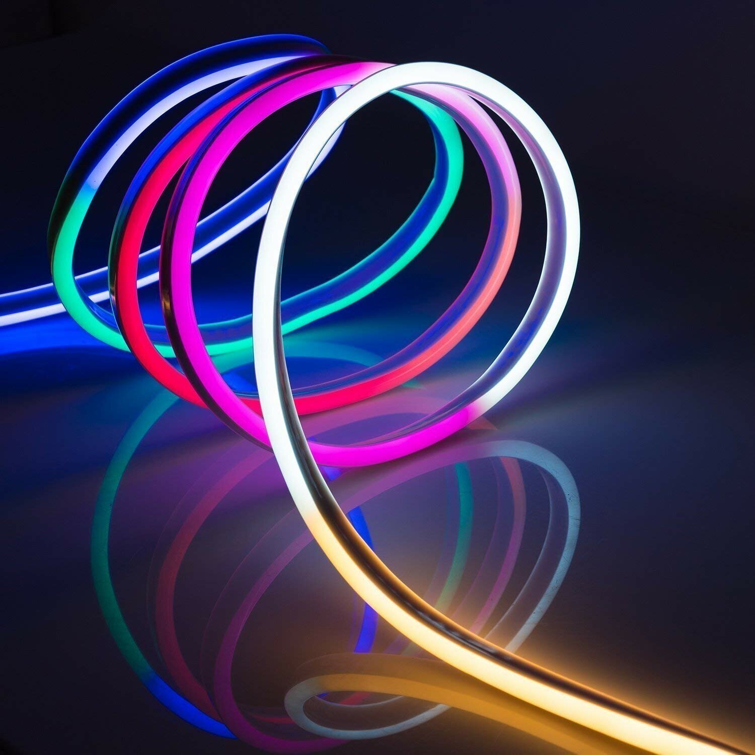Светодиодная RGB лента Neon Flexible Strip Light с пультом / Гибкий Неон / Неоновая Лента - фотография № 1