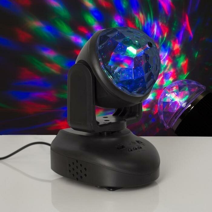 Световой прибор Вращающийся шар 8.5 см, динамик, свечение RGB, 12 В