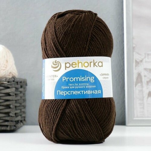 Пряжа для вязания 50 мериносовая шерсть 50 акрил объёмный 270м100гр 251-Коричневый 627₽