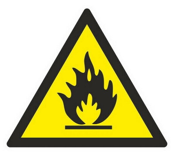 Информационная табличка Знак безопасности W01 Пожароопасно. Легковоспл. в-ва (плёнка200х200) 4 шт