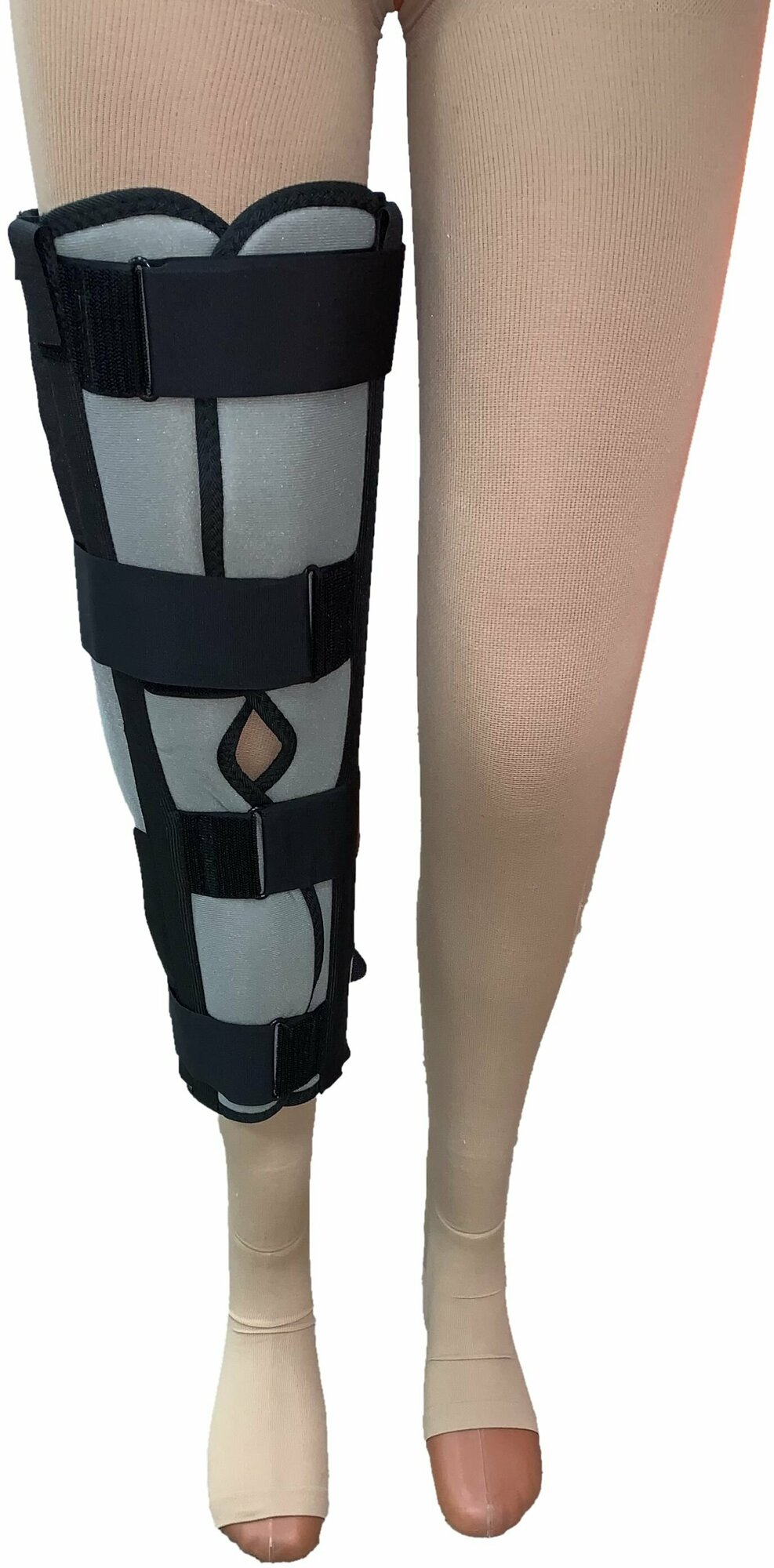 Тутор для полной фиксации коленного сустава, замена гипса, при переломах, 4 усиливающих лент, высота 50 см