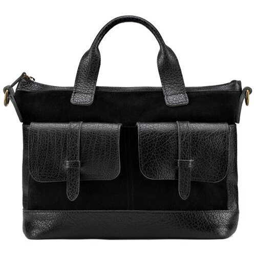 женская кожаная сумка селин кожинка Сумка шоппер Кожинка, фактура матовая, черный