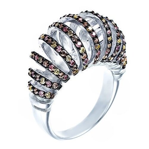 фото Jv кольцо с фианитами из серебра pr150096f-ko-001-wg, размер 17.5