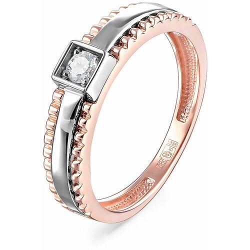 Кольцо Oriental, комбинированное золото, 585 проба, бриллиант, размер 16.5