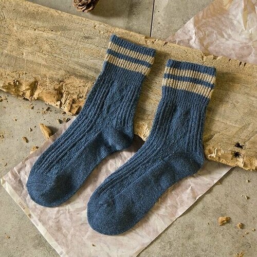 Женские носки средние, утепленные, вязаные, размер универсальный, синий 