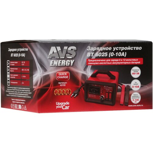 43722 Зарядное устройство для автомобильного аккумулятора AVS Energy BT-6025 10A 612V 433300₽