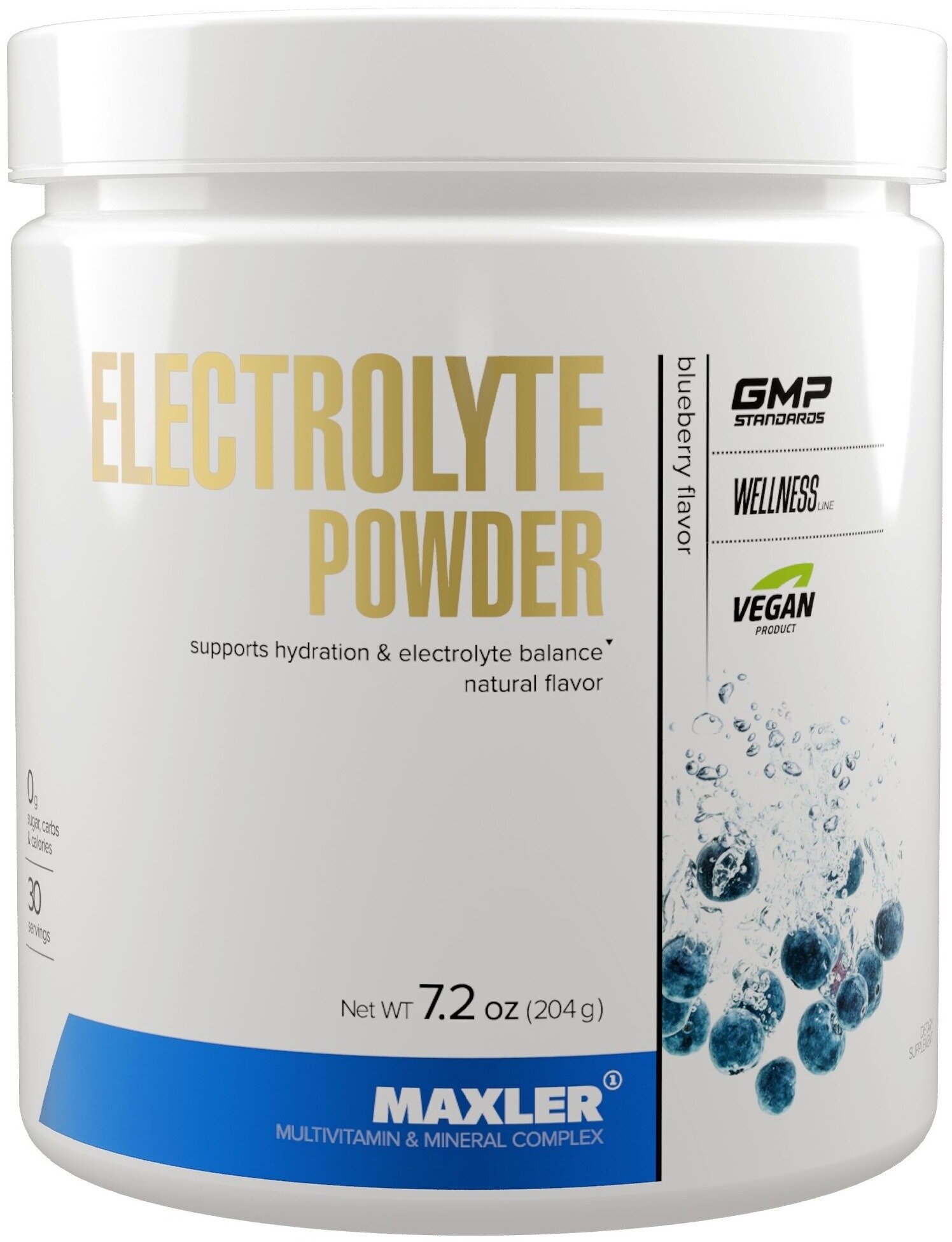 Изотоник MAXLER (USA) Electrolyte Powder 204 г, Черника
