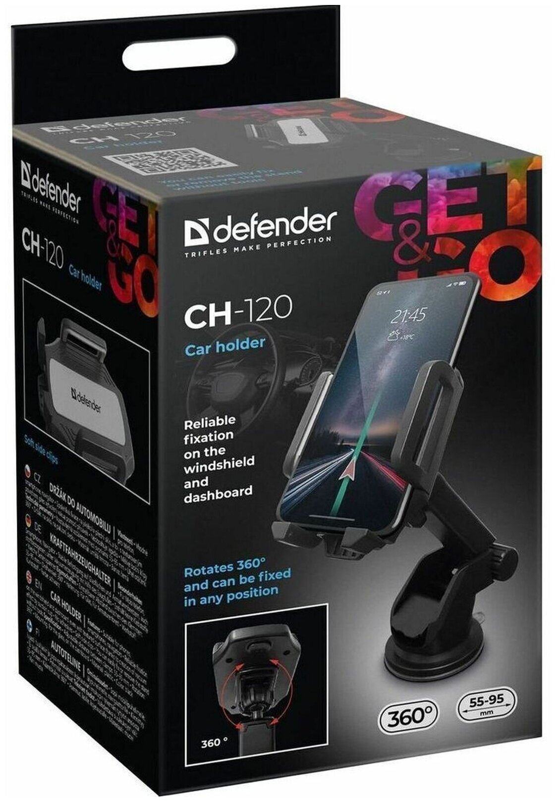 Держатель Defender CH-120 черный для для смартфонов и навигаторов (29120) - фото №4