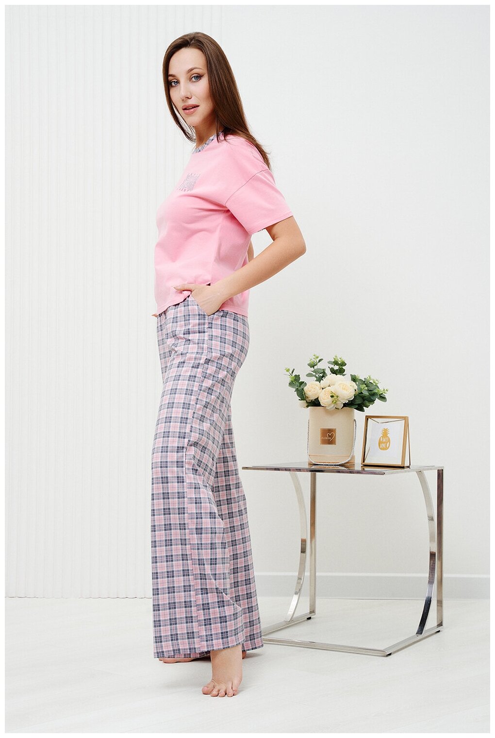 Женская пижама/ костюм (брюки+ футболка), размер 52 - фотография № 13