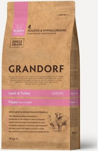Изображение товара Корм сухой Grandorf ягненок с индейкой для щенков всех пород, 10 кг