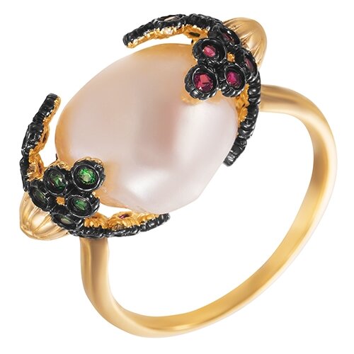 фото Element47 кольцо из серебра 925 пробы с барочным жемчугом и кубическим цирконием sr1843_ko_wb_001_bj, размер 18.5