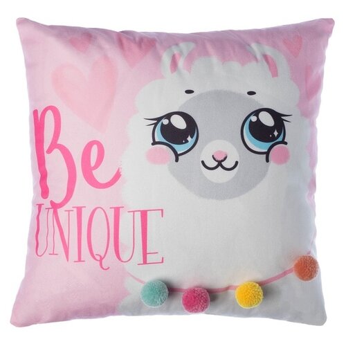 фото Чехол для подушки крошка я лама (4461205), 40 х 40 см белый/розовый