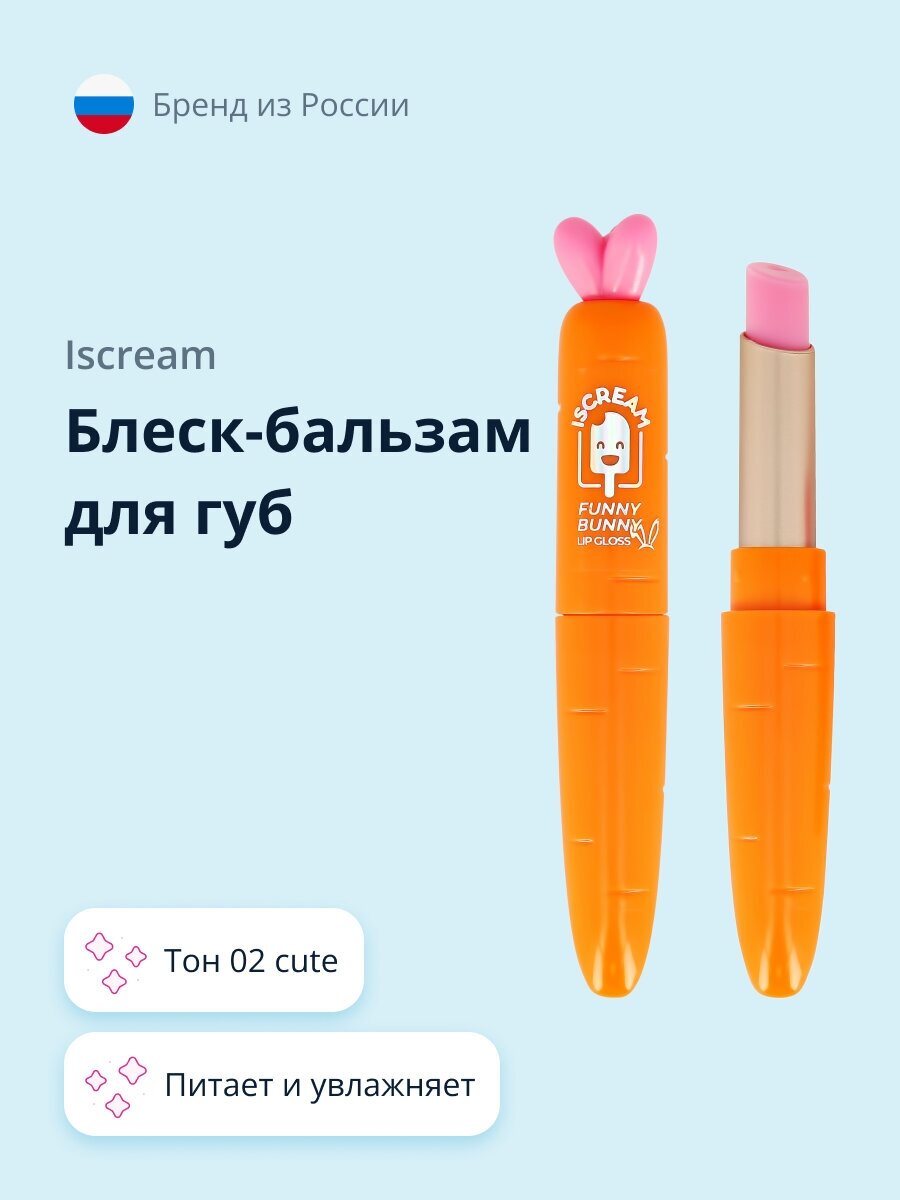 Блеск-бальзам для губ ISCREAM FUNNY BUNNY тон 02 cute