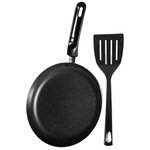 Сковорода для блинов с лопаткой HOFFMANN HM 7823, 23 см, черный - изображение